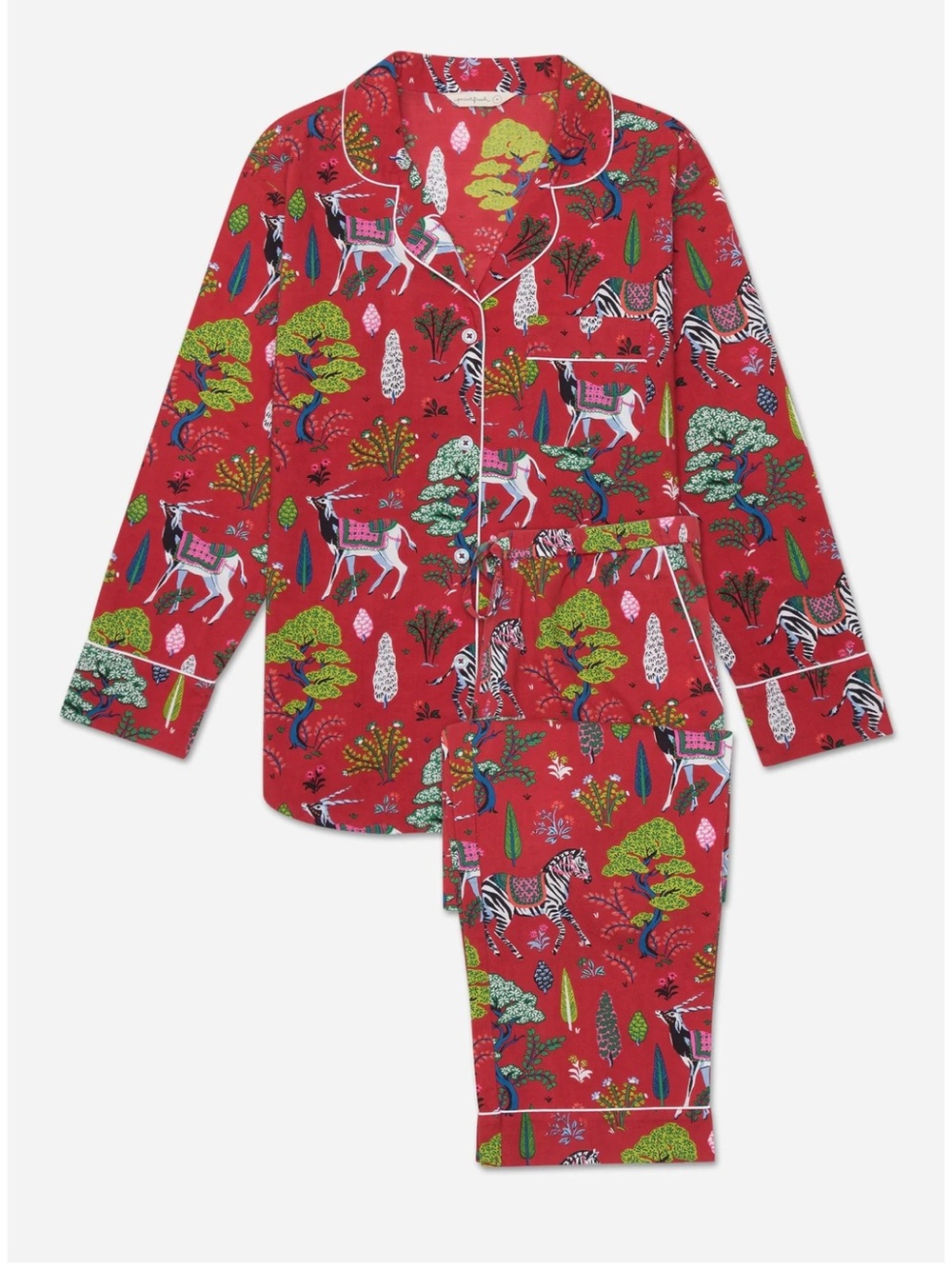 Printfresh Antelope’s Forest  Long Sleeve Pajama Set Size Large EUC